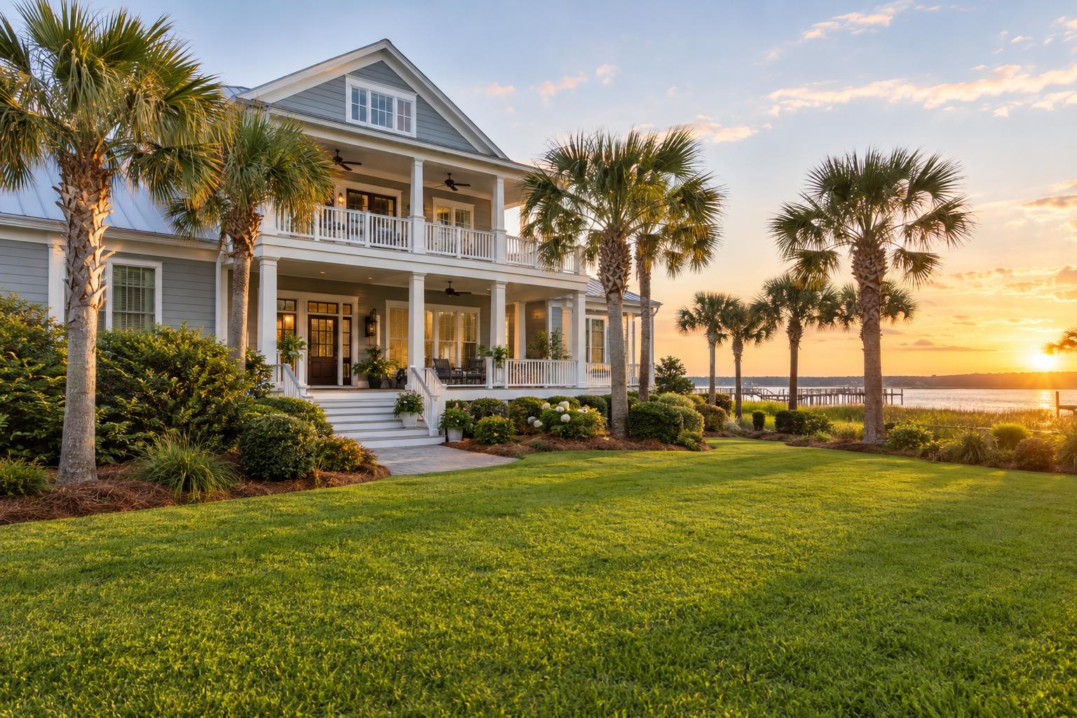 Beautiful coastal lawn